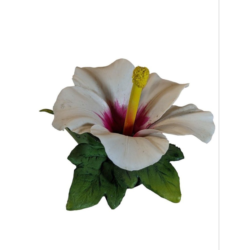 Vintage Napoleon Capodimonte Porcelain White Hibiscus Flower Italy